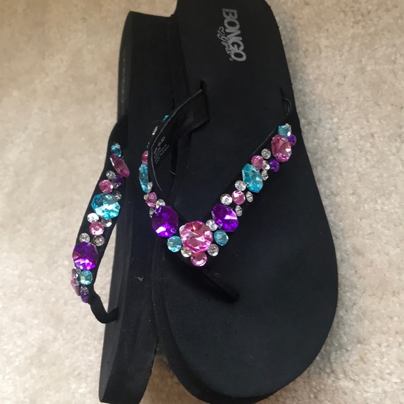 girls sparkly flip flops